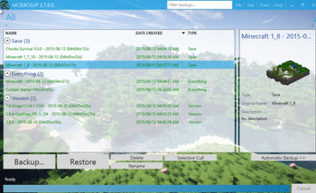 MCBackup screenshot