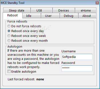 MCE Standby Tool screenshot