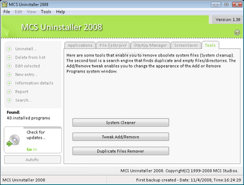MCS Uninstaller 2008 screenshot 4