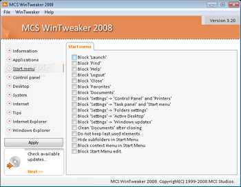 MCS WinTweaker 2008 screenshot 2