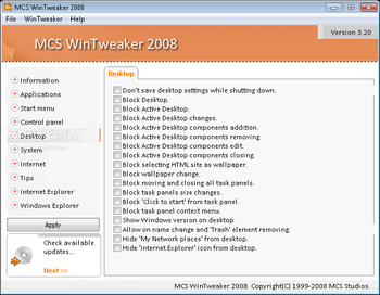 MCS WinTweaker 2008 screenshot 4