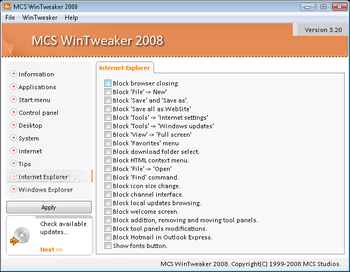 MCS WinTweaker 2008 screenshot 7
