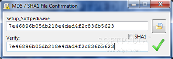 MD5 / SHA1 File Confirmation screenshot
