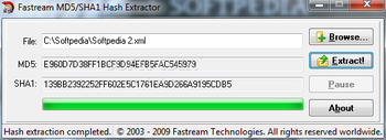 MD5/SHA1 Hash Extractor screenshot