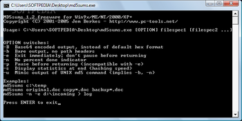 MD5sums screenshot