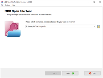 MDB Open File Tool screenshot