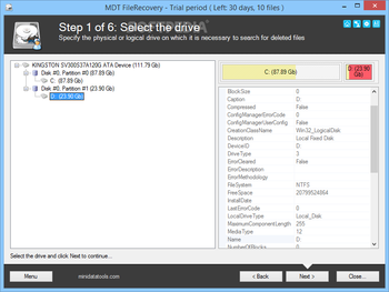 MDT FileRecovery screenshot