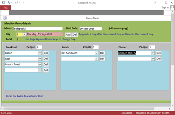 Meal Menu Database screenshot 3