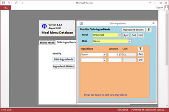 Meal Menu Database screenshot 5