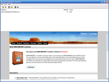 MEDA WMV/WMA/MP3 Converter screenshot