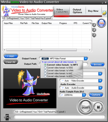 MediaSanta Video to Audio Converter screenshot