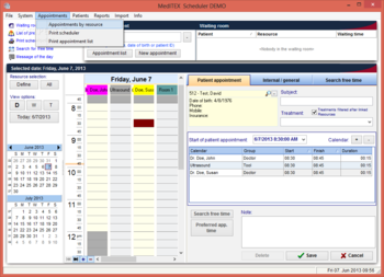 MedITEX Scheduler screenshot 2