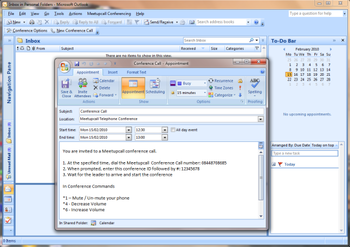 Meetupcall Outlook Add-In screenshot
