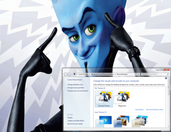 Megamind Windows 7 Theme with dialogue screenshot