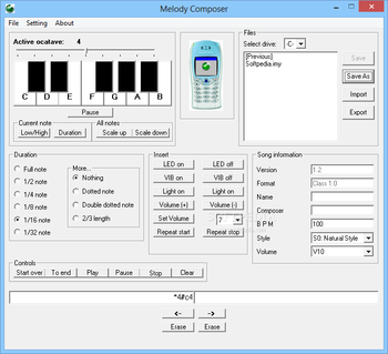 MelodyComposer for Sony-Ericsson screenshot
