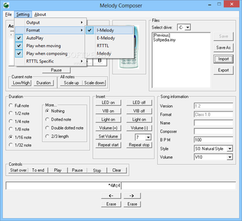 MelodyComposer for Sony-Ericsson screenshot 3
