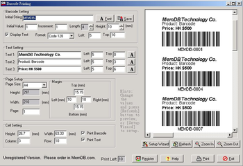 MemDB Barcode Printing System screenshot 2