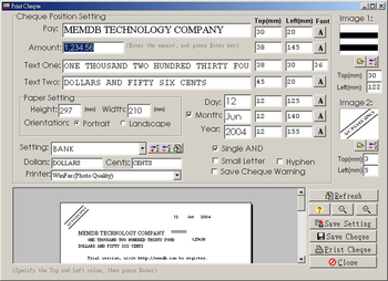 MemDB Check Printing System screenshot
