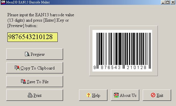 MemDB EAN13 Barcode Maker screenshot