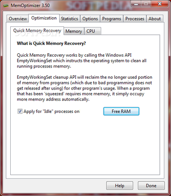 MemOptimizer screenshot 2