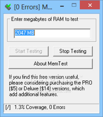 MemTest screenshot