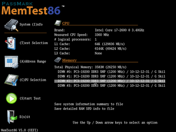 Memtest86 screenshot