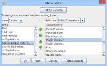 Menu Editor for jEdit screenshot 2