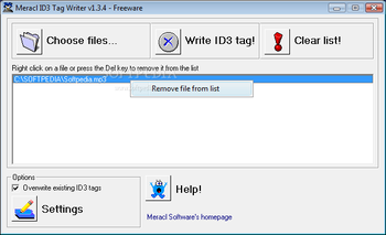 Meracl ID3 Tag Writer screenshot