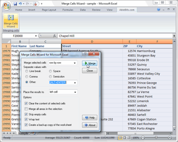 Merge Cells Wizard for Excel screenshot