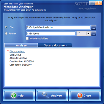 Metadata Analyzer screenshot