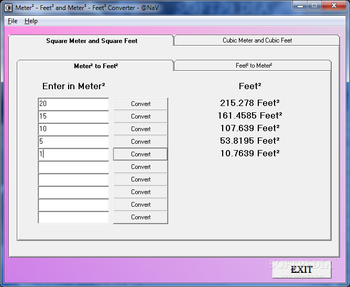 MeterÂ² - FeetÂ² and MeterÂ³ - FeetÂ³ Converter screenshot