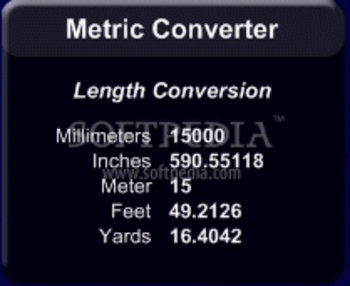 Metric Converter widget screenshot