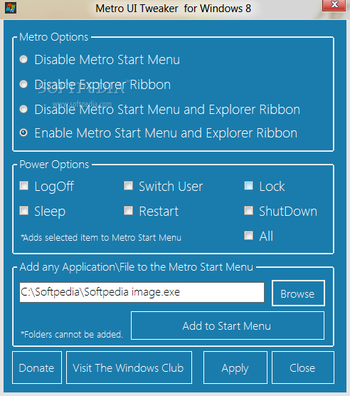 Metro UI Tweaker for Windows 8 screenshot