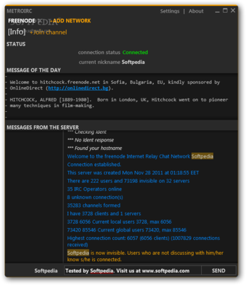 MetroIRC Portable screenshot