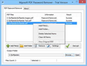 Mgosoft PDF Password Remover screenshot
