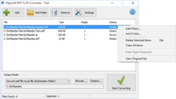 Mgosoft PDF To PS Converter screenshot