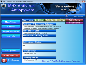 MHX Antivirus and Antispyware screenshot