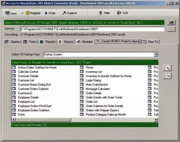 Microsoft Access to Visual Basic .NET Object Converter screenshot