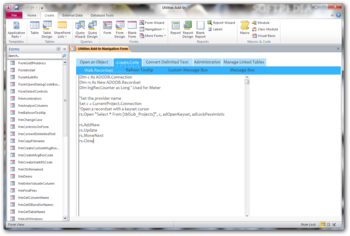 Microsoft Access Utilities Add-In screenshot