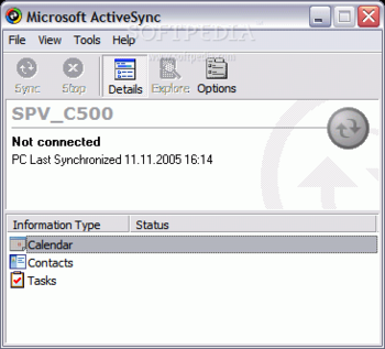 Microsoft ActiveSync screenshot