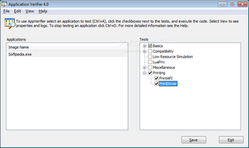 Microsoft Application Verifier screenshot