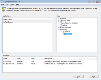 Microsoft Application Verifier screenshot 2