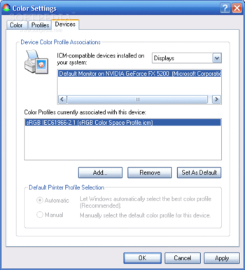 Microsoft Color Control Panel Applet for Windows XP screenshot 3