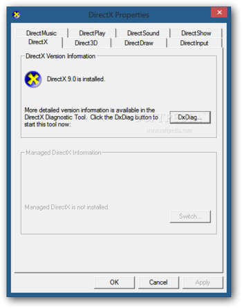 Microsoft DirectX Control Panel screenshot