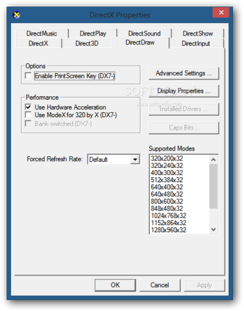Microsoft DirectX Control Panel screenshot 3