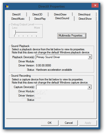 Microsoft DirectX Control Panel screenshot 7