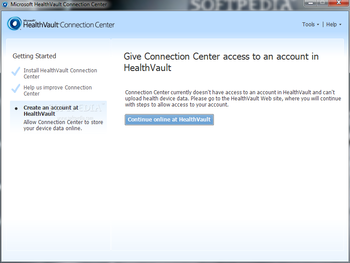 Microsoft HealthVault Connection Center screenshot