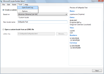 Microsoft Locale Builder screenshot 2