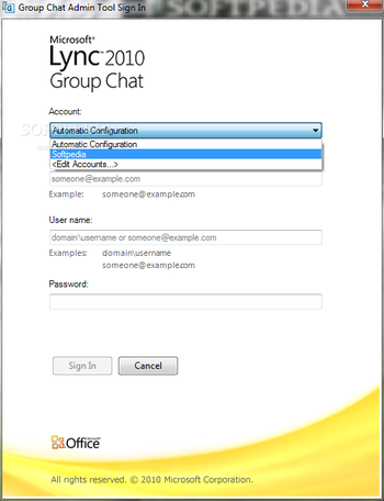 Microsoft Lync Server 2010 Group Chat Admin Tool screenshot