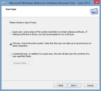 Microsoft Malicious Software Removal Tool screenshot
